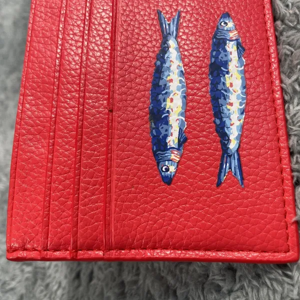 Vera & Lucy Vera Bradley Sardine Fish Card Case Wallet Slim Credit Card Red Blue BTF 6 Slots - Image 2