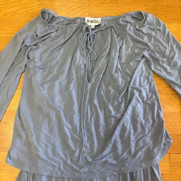 Sabo Skirt Baby Blue Boho Slouchy Resortwear Vacation Coastal Coverup Romper L - Image 2