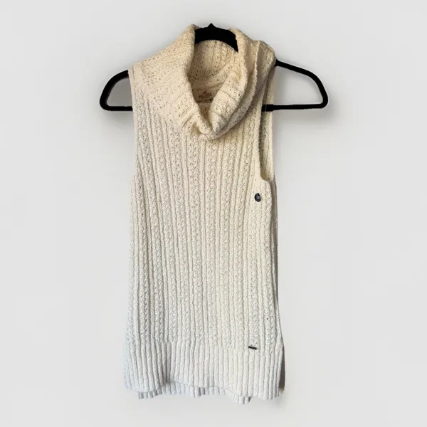 Hollister California Cream Sleeveless Cowl-neck Knit Tunic Sweater - SZ XS - Image 3