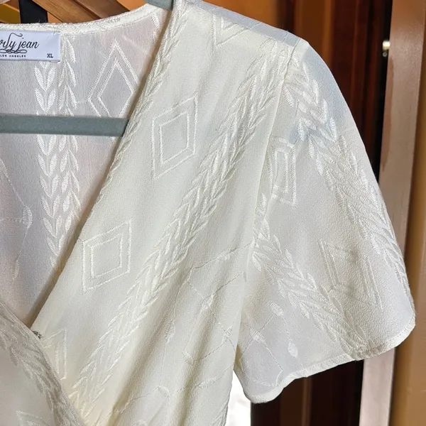 NWOT Carly Jean Los Angeles Butter Yellow Embroidered Maxi Wrap Dress XL Boho - Image 5