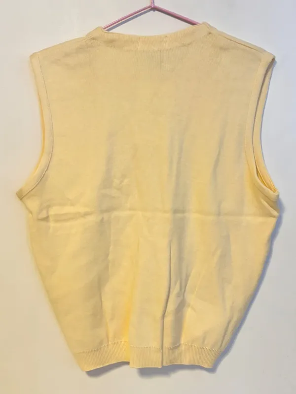 Talbots Cotton Layering V Neck Button Down Sweater Vest Yellow Womens Medium - Image 2