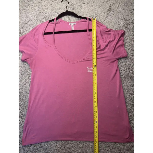 PINK Victoria's Secret Women's L Pink Cutout Strappy V-Neck T-Shirt - Image 5