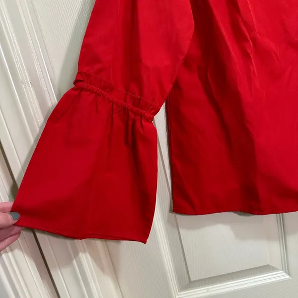 Tommy Hilfiger long sleeve blouse red bell sleeve size small NWT - Image 5