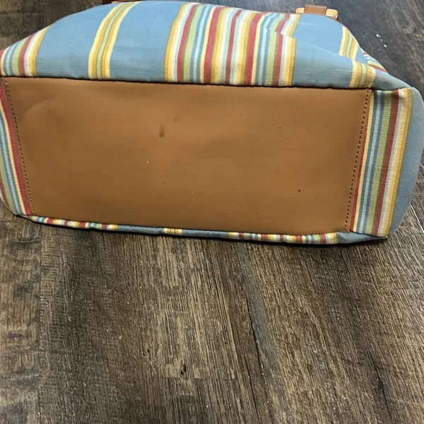 Fossil Cabana Stripe Canvas Wood‎ Handled Satchel Handbag in multicolor. - Image 4