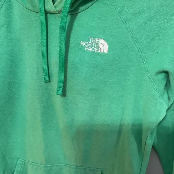 The North Face Womens Hoodie Green Solid Pullover Fleece Small - Image 4