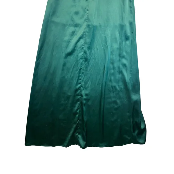 CAPULET Emerald Green Satin Slip Maxi Dress Spaghetti Straps Double Slit Size‎ S - Image 12