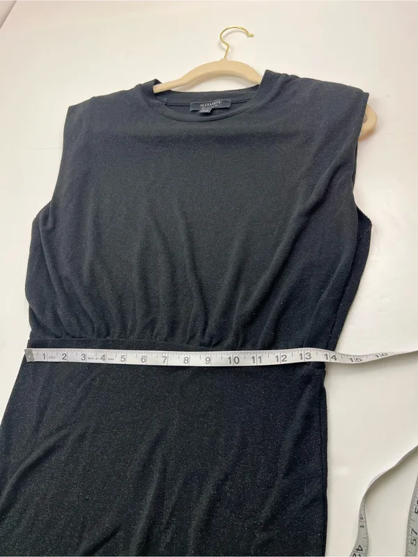 All Saints Mika LS Mini Tank Dress Sleek Black Sleeveless Sheath Womens US‎ 2 - Image 8
