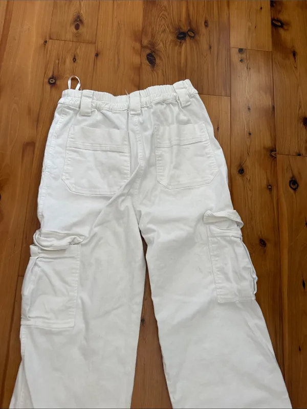 Cotton candy Medium White Jean Cargo Pants with Utility Pockets - Image 6