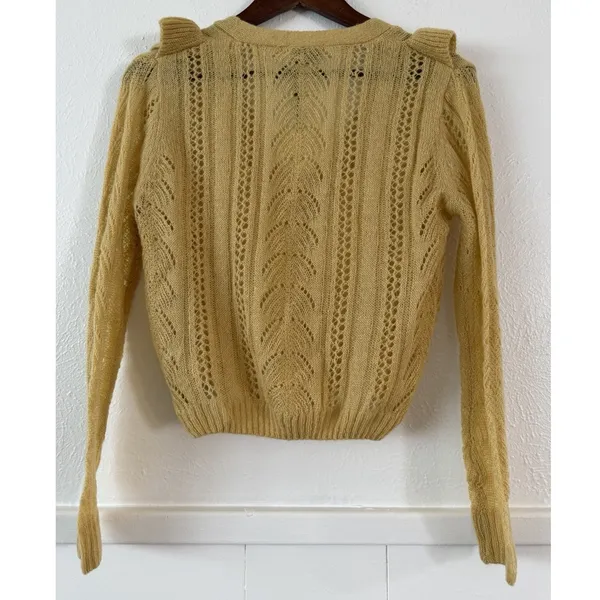 Dress Forum Yellow Ruffle Open Knit Cardigan Sweater Women’s Small NWT]=' - Image 2