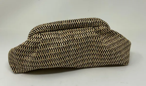 Ann Taylor Woven Weave Straw Black Neutral Snap Open Clutch Purse Bag - Image 3