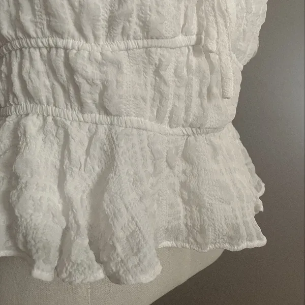 Petal & Pup Puff Sleeve Crop Top White - Image 9