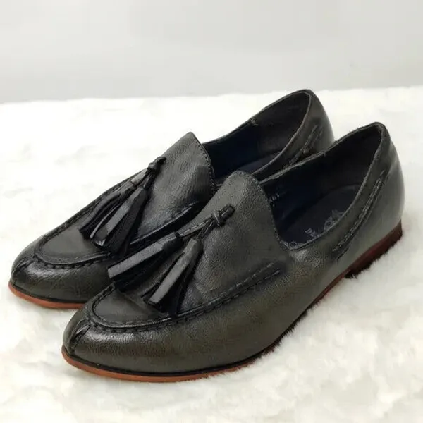 Gray Leather tassel loafer sz 7 by Designs by jackie - Image 3