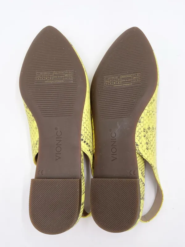 Vionic Jade Slingback Mules Yellow Leather Snakeskin Women's Size 8 Pointed Toe - Image 10