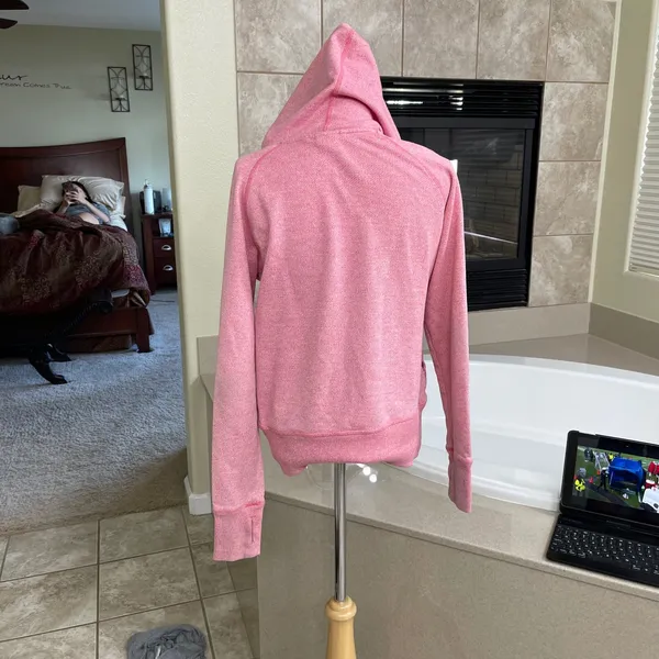 Patagonia pink Heathered Full Zip Hoodie Jacket Thumbholes Women size S Workout - Image 2