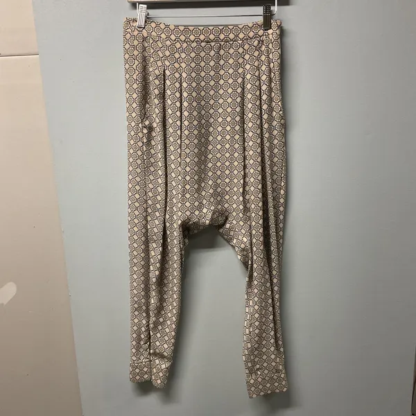 Zara Basic Women S‎ Geometric Print Harem Pants Beige Black - Image 6