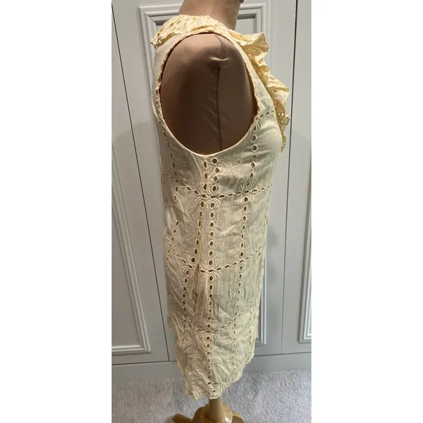 Tularosa Este Dress Size Small Butter‎ Yellow Eyelet Button Front Cottagecore - Image 5