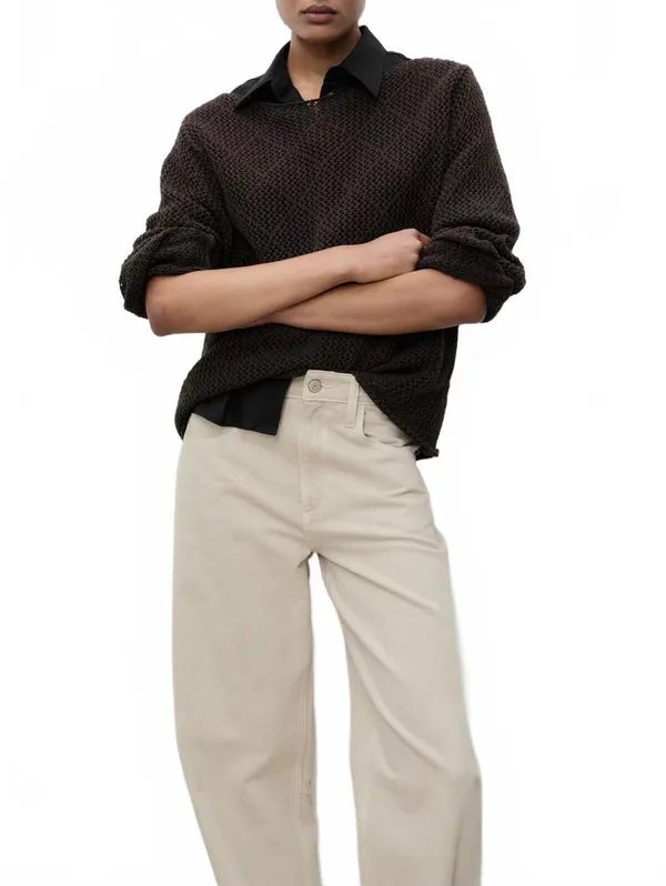 Mango High-Rise Balloon Jeans NWT Sand Size 0 EUR 32 - Image 4