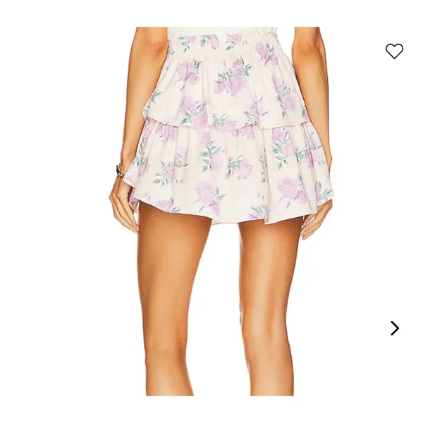 LoveShackFancy Women's Ruffle Floral Mini Skirt in Mauve Rose Size S - Image 6