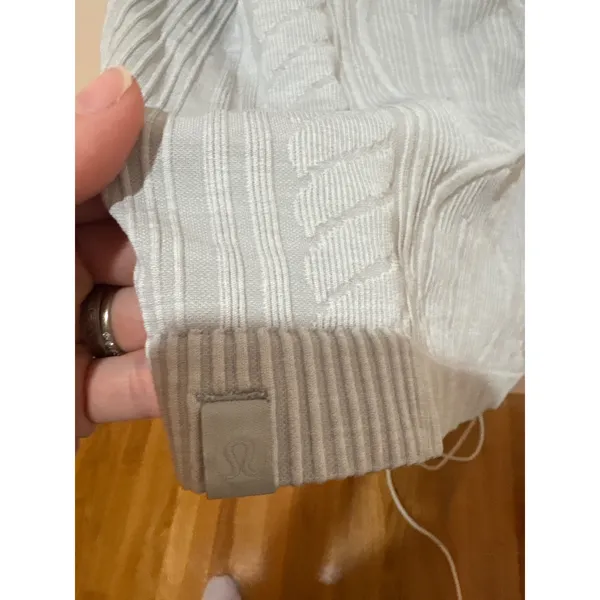 Lululemon Rest Less Pullover Silver Grey Jacquard Knit Long Sleeve Thumbholes‎ - Image 3
