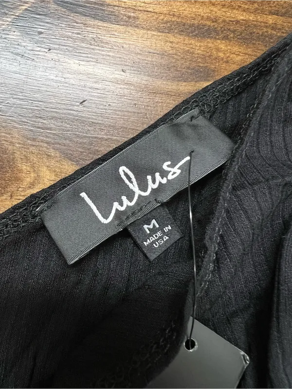 Lulus Most Important Black Ribbed Surplice Long Sleeve TopSize Medium NWT - Image 6