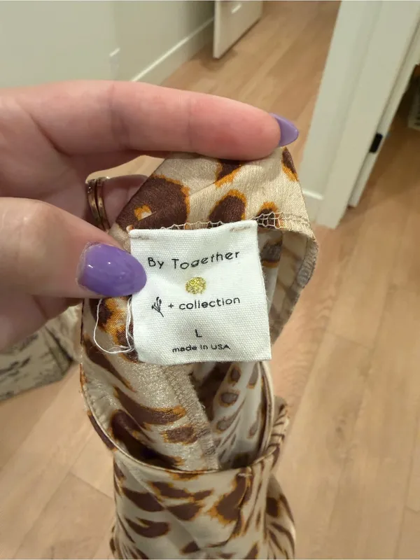 By Together Leopard Print A-Line Midi Skirt in Beige and Brown Size L - Image 4