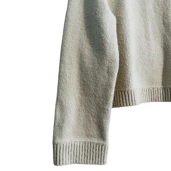 Lululemon Brushed Cotton Merino Blend Crewneck Sweater Ivory Preppy Size Small - Image 4