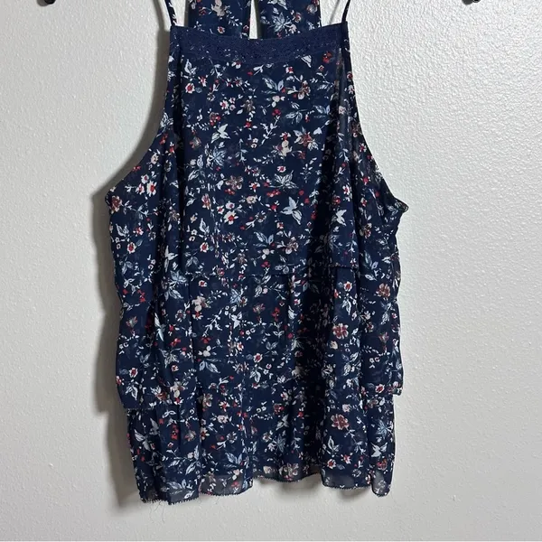 Abercrombie & Fitch Women Ruffle‎ Blue Sleeveless Blouse Top size S. - Image 2