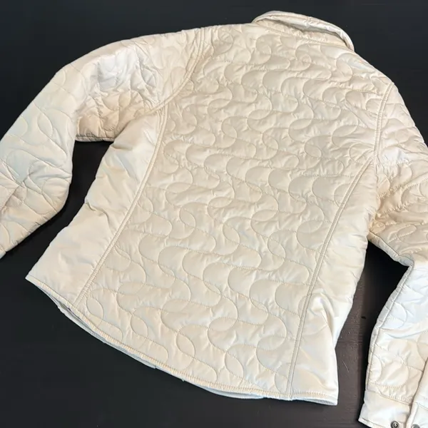 Woolrich Womens Ivory Quilted Puffer Jacket XS Cream Button Front 2306‎ Moccasin - Image 6