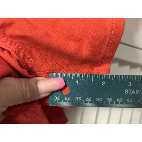 Old Navy Orange Denim Short Size‎ 6 Zip Button Mid Rise Summer Beach - Image 4