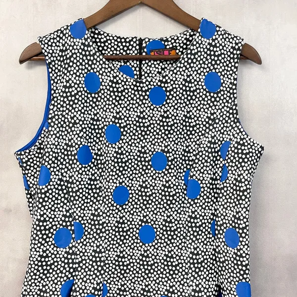 ISLE By Melis Kozan Bottomless Brunch Dress L Polka Dot Fit Flare Mod Pop Art - Image 2