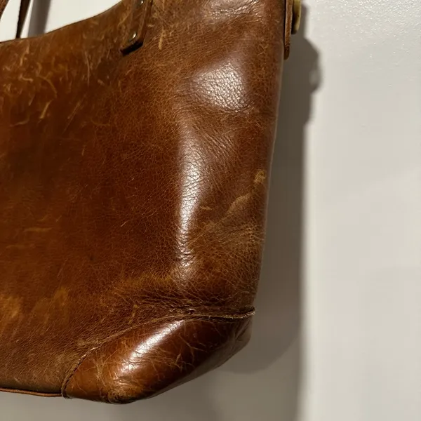 Brown faux Leather Shoulder Bag Executive Tote handbag computer bag Full Zip Top - Image 14
