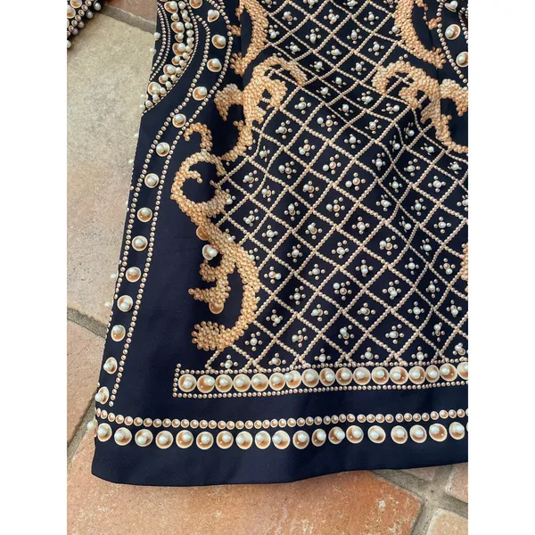 Bejeweled one-shoulder mini dress featuring pearl embellishments small - Image 2