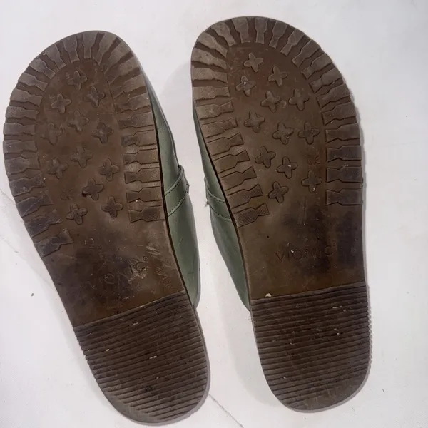 Vionic Green Leather Joyful Georgie Slip On Arch Support Mules Shoes Size 9 Read - Image 4