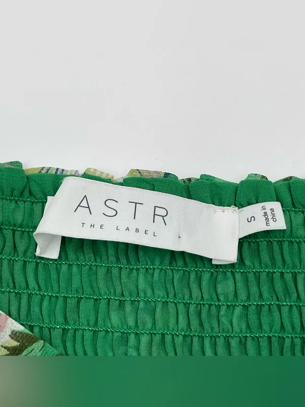 ASTR the Label Summer Magic Green Floral Print Puff Sleeve Wrap Top Blouse Small - Image 6