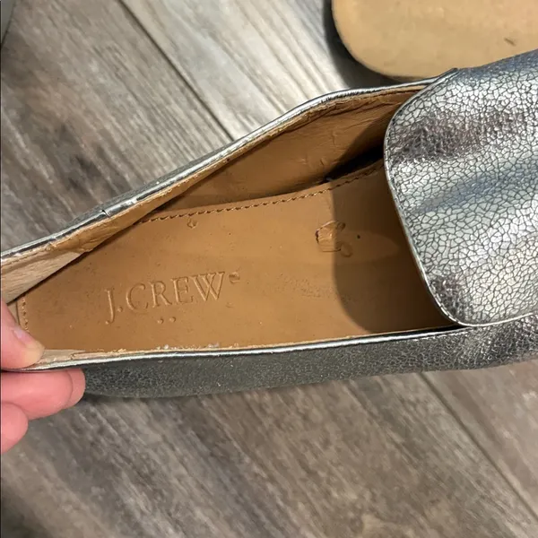 J Crew Metallic Silver Loafers size 7 - Image 9