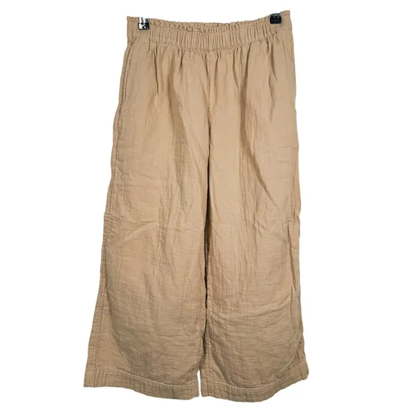 Old Navy Womens High Rise Wide Leg Pants Cotton S Beige Minimal Organic Earthy - Image 2