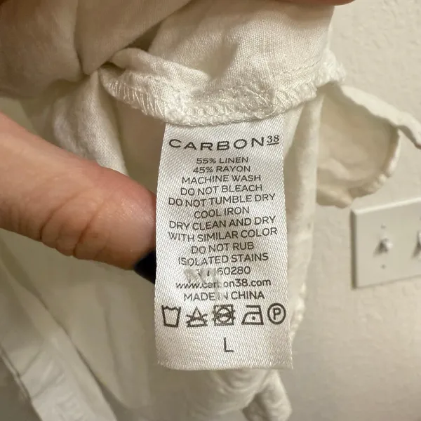 CARBON38 Linen Oversized Button Up Shirt Cream Size Large - Image 5