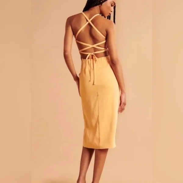 Abercrombie light orange strappy midi dress - Image 3
