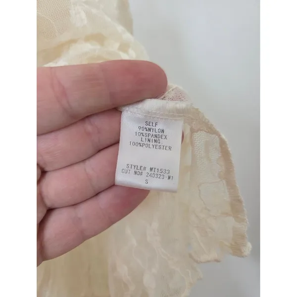 Nectar Lace Top Ivory Cream Fairy Festival Angel Coquette Sheer Y2K 90s Small - Image 8