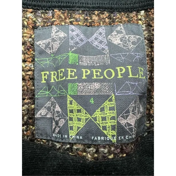 Free People Jacket Tweed‎ Full Zip Multi-Color Wool Blend Size 4 - Image 4