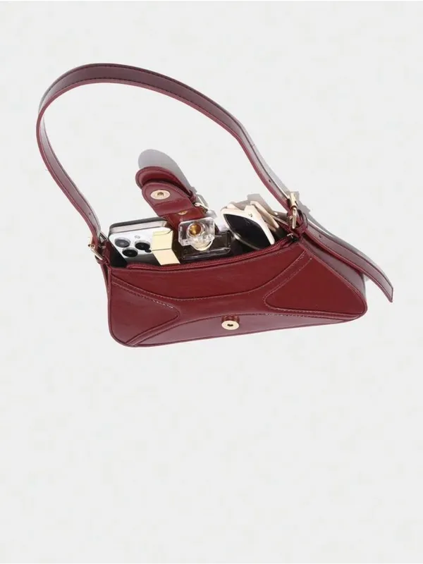 SHEIN Burgundy Mini Shoulder Bag with Buckle Strap - Image 4