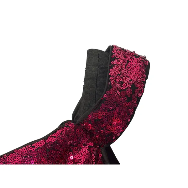 Lulus Womens Mini‎ Dress S Magenta Sequin Off Shoulder Notched Glam Party MF2812 - Image 3