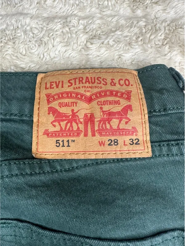 Levi's green 511 Slim Fit garment-dyed stretch denim jeans Water<Less 28x32 - Image 9