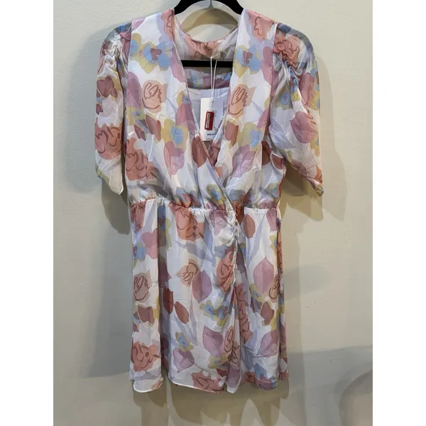 Ted Baker Dress Juleah Ruched Sleeve Dress Size 2 US Size 6 Watercolor Pastel - Image 3