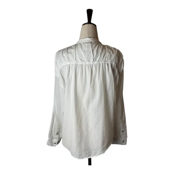 Anthropologie Pilcro‎ Henley Popover Shirt Women XS White Long Sleeve Preppy - Image 4