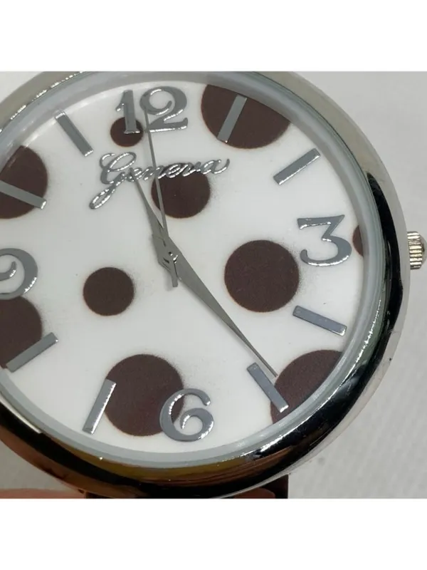 Geneva silver brown tone watch 42mm m quartz analog cuff size 6” running - Image 3