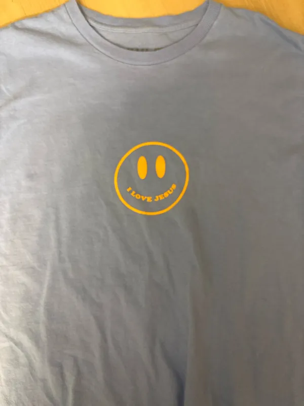 I love Jesus smiley tee Blue Size XL - Image 2