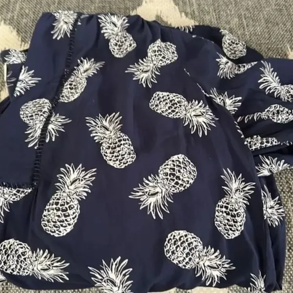 LOFT Pineapple Long Sleeve Blouse Small - Image 5