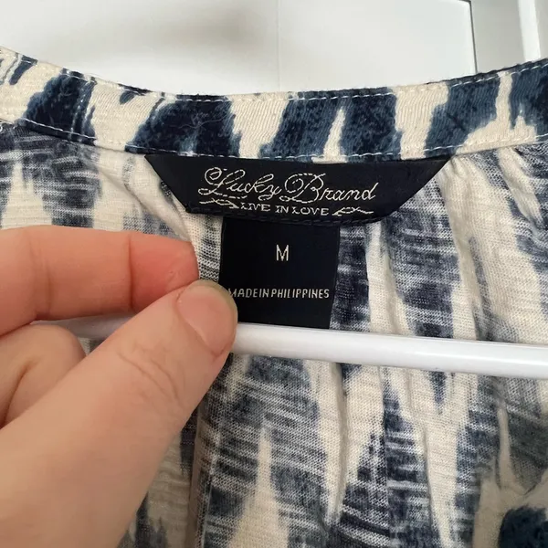 Lucky Brand Printed Blouse in Navy and White - Image 2