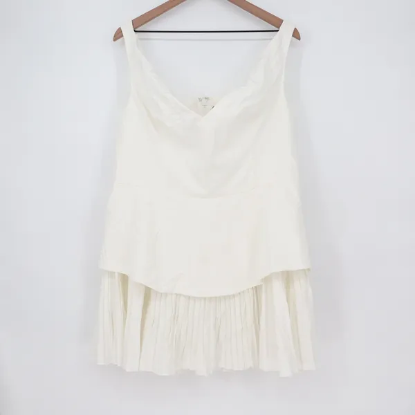 Showpo Izara Off Shoulder Pleated Mini Dress Off White US 16 - Image 2